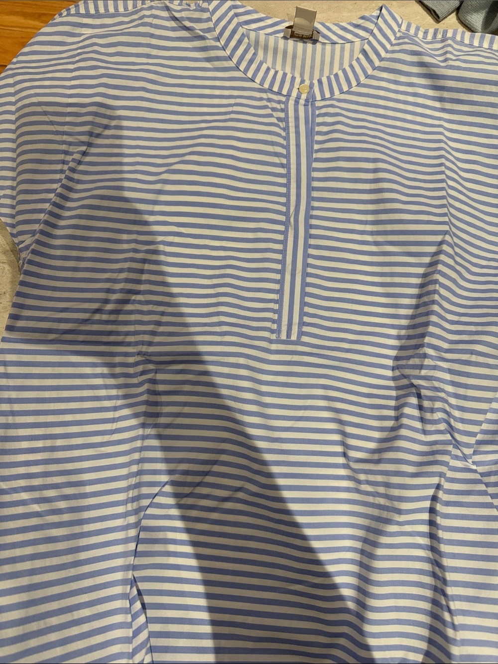 J. Crew Blue and White Striped Popover Top